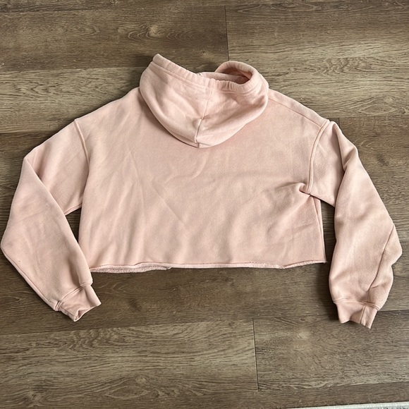 Stay Positive Cropped Peach Hoodie - Picture 3 of 4